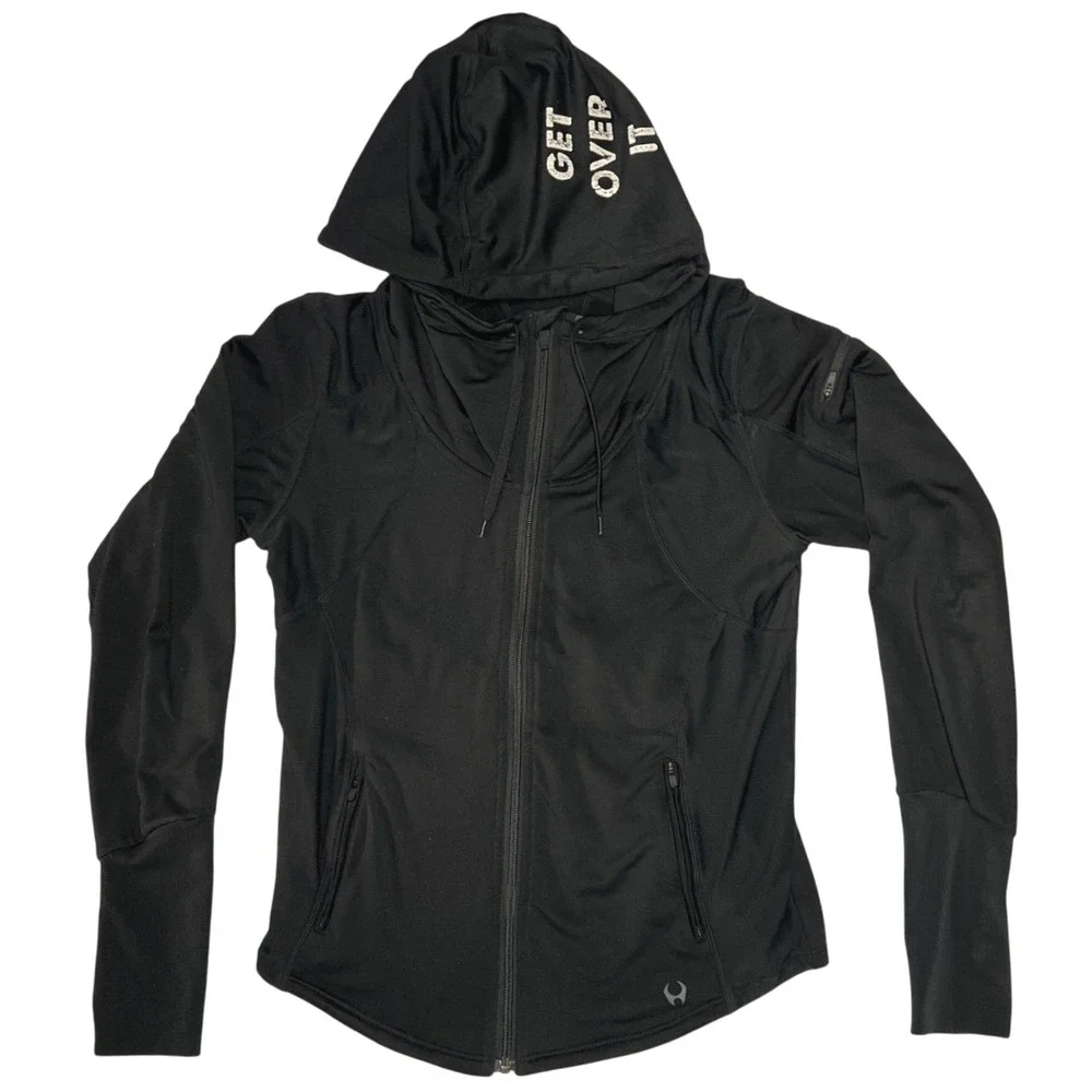 Hylete Performance Training Jacket Womens‎ Medium Black Hooded EUC